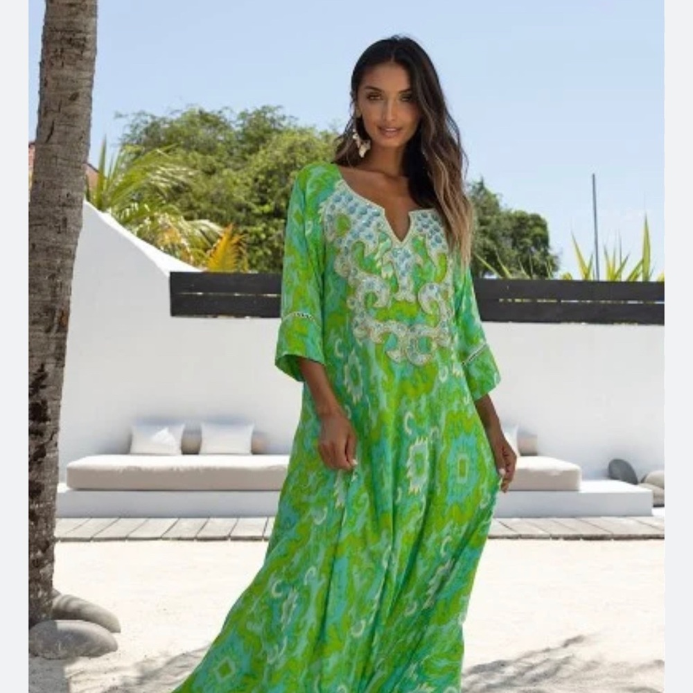 Vibrant Green Kaftan Dress